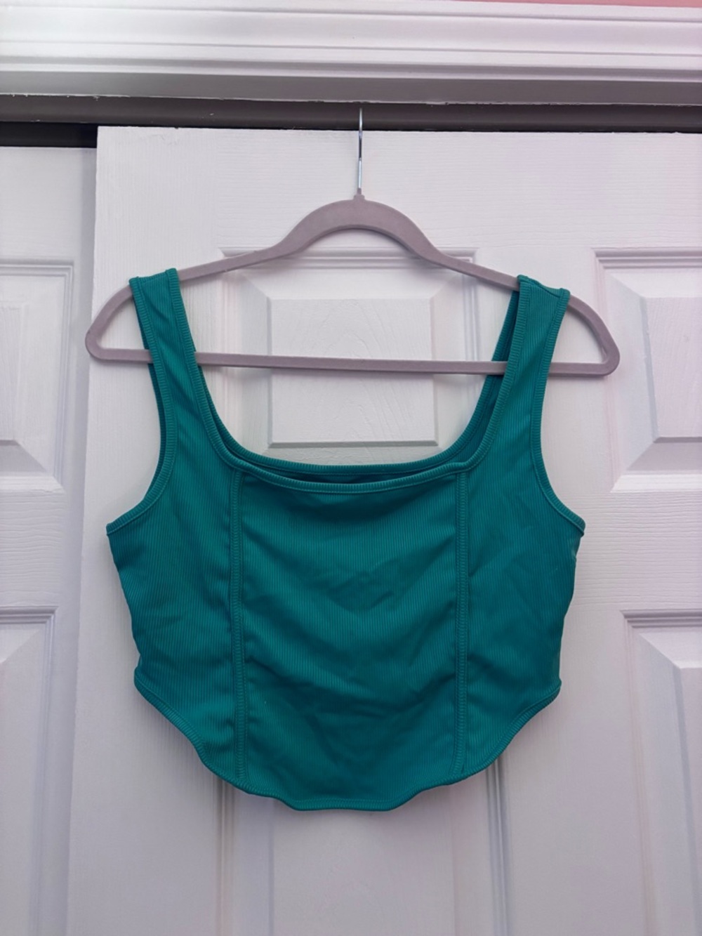 SHEIN Teal Ribbed Square-Neck Crop Tank